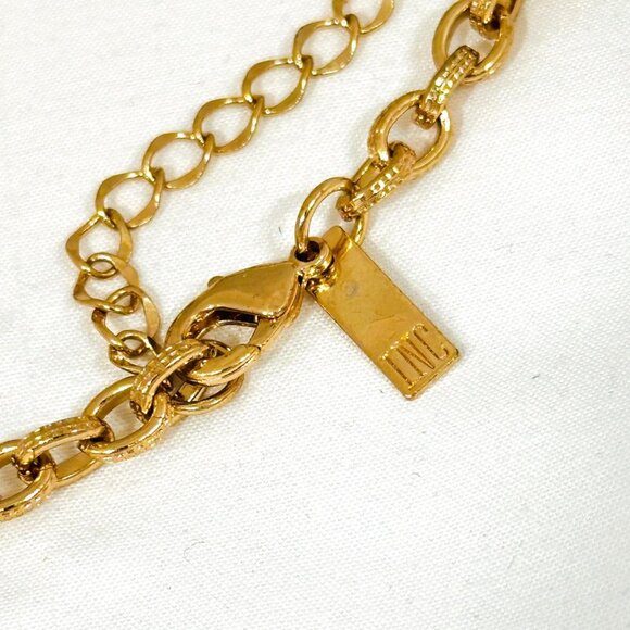 INC Gold Tone Diamond Cut Chain Link Statement Necklace - Picture 6 of 6